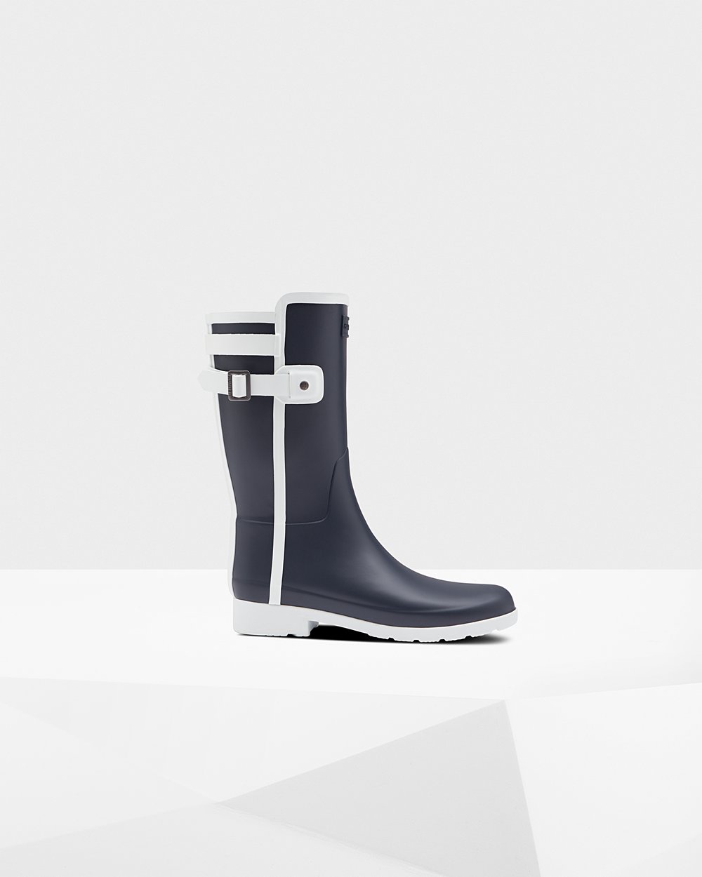 Bottes Courtes de Pluie Hunter Refined Slim Fit Contrast Femme Bleu Marine/Blanche GZHXQVI-12